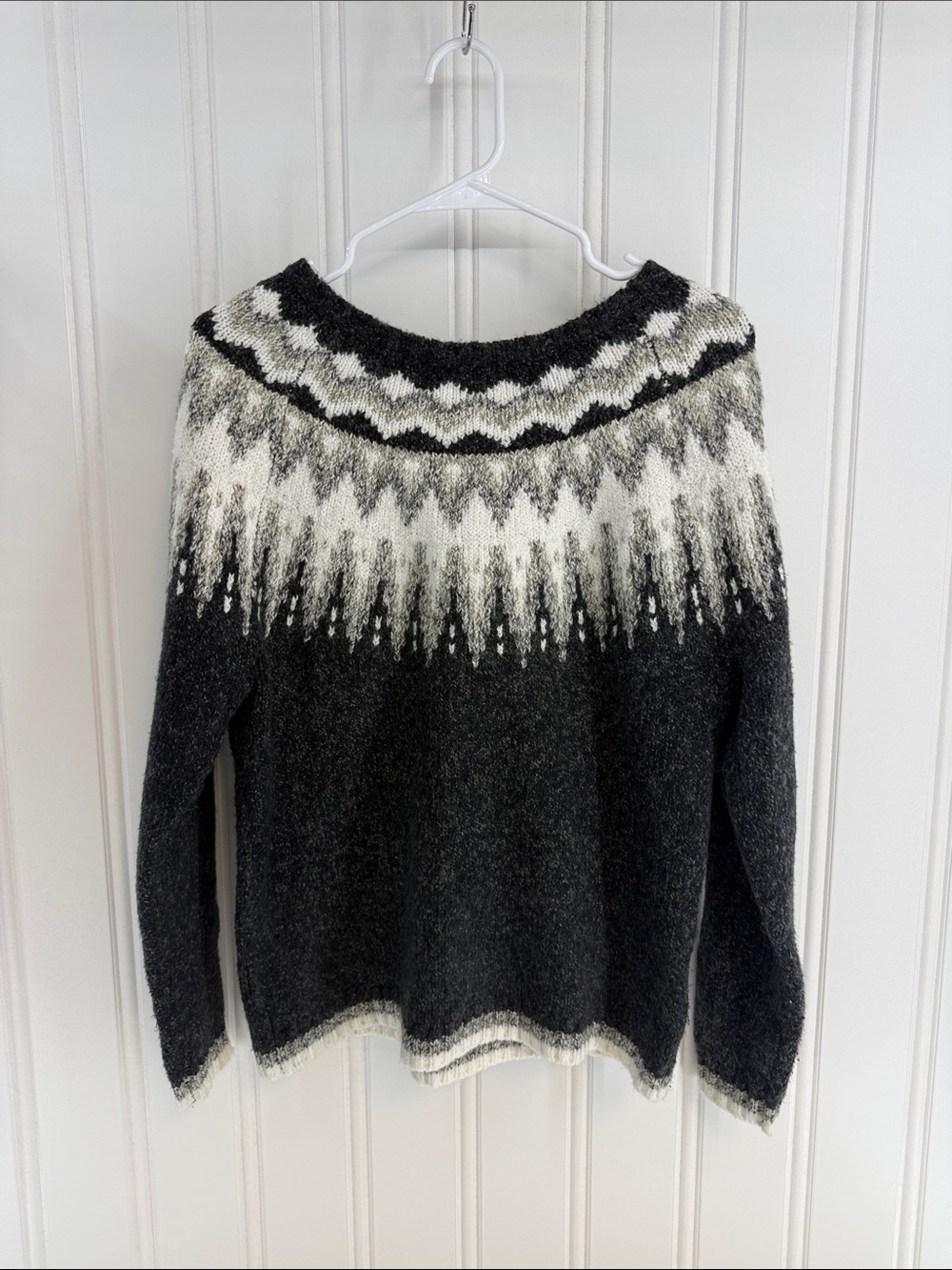 Tribal Black & White Nordic Yoke Crew Sweater